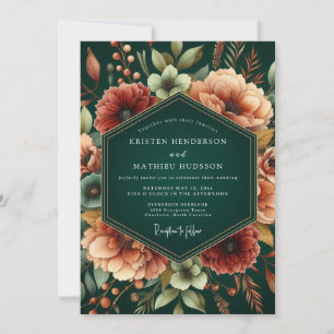 Convites Casamento Outonal de Esmeralda e Ferrugem