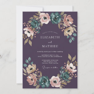 Convites Casamento Outonal de Veludo Roxo
