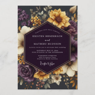 Convites Casamento Outonal Dourado Âmbar