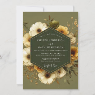 Convites Casamento Outonal Dourado Oliva