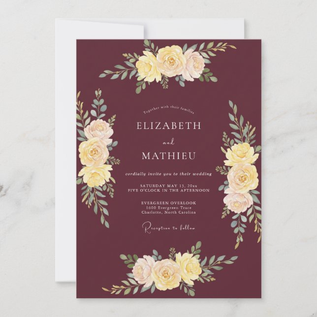 Convites Casamento Outonal Elegante Marrom (Frente)
