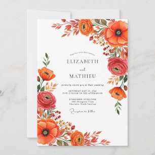 Convites Casamento Outonal Espetacular em Laranja Queimada