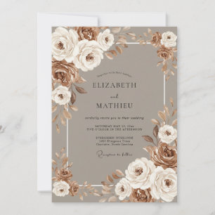 Convites Casamento Outonal Esplêndido em Taupe