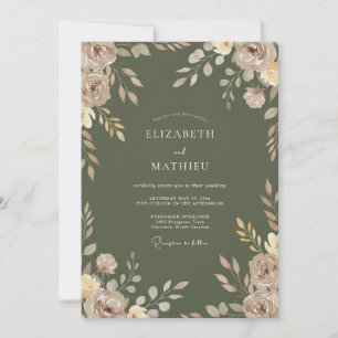 Convites Casamento Outonal Etéreo Verde Musgo