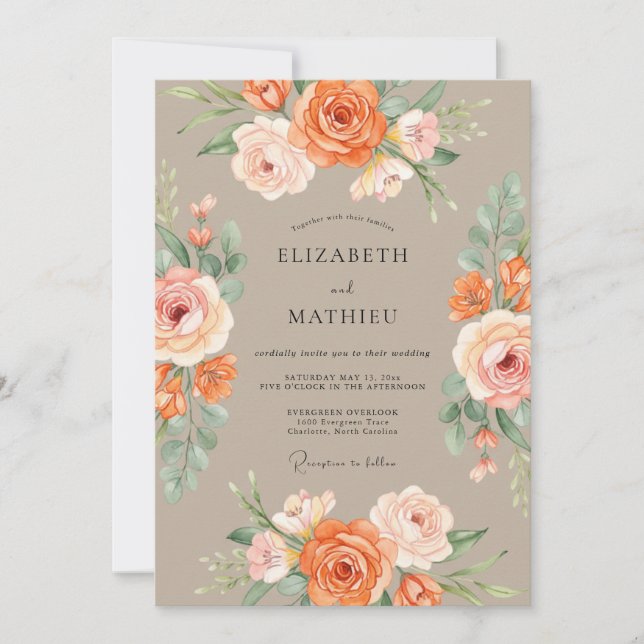 Convites Casamento Outonal Exuberante (Frente)