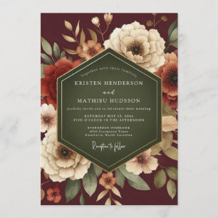Convites Casamento Outonal Exuberante em Marrom