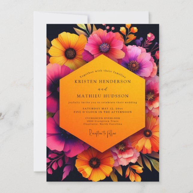 Convites Casamento Outonal Flor de Âmbar (Frente)