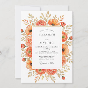 Convites Casamento Outonal Imponente Cor de Tangerina