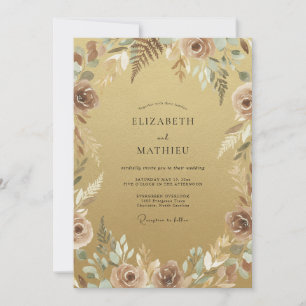 Convites Casamento Outonal Luxuoso Dourado