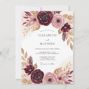 Convites Casamento Outonal Luxuoso em Borgonha