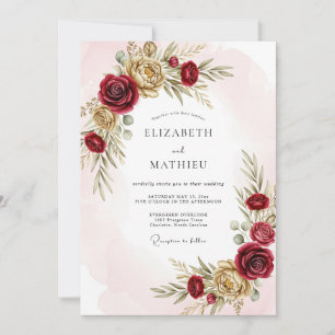 Convites Casamento Outonal Luxuriante Borgonha
