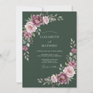 Convites Casamento Outonal Luxuriante Verde Escuro