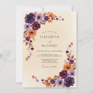 Convites Casamento Outonal Majestoso com Ameixas
