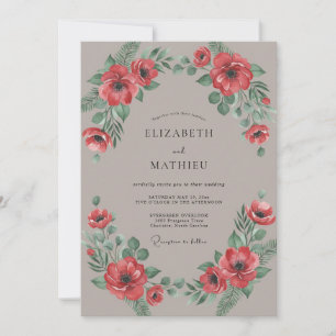 Convites Casamento Outonal Mal-humorado Carmesim Moderado