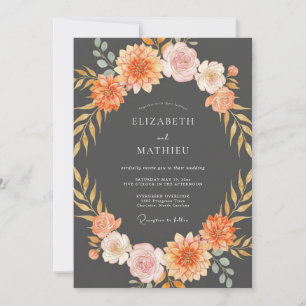 Convites Casamento Outonal Mal-humorado com Carvão Vegetal