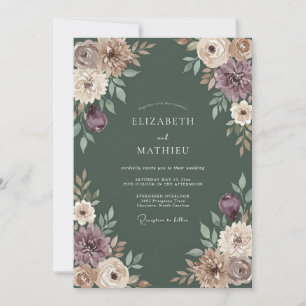 Convites Casamento Outonal Mal-humorado em Verde Musgo