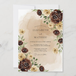 Convites Casamento Outonal Mal-humorado Marrom Chocolate