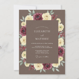 Convites Casamento Outonal Mal-humorado Marrom Mocha