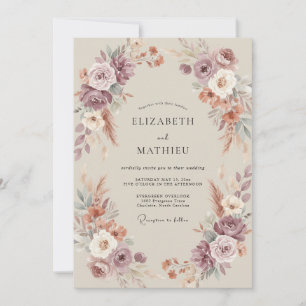 Convites Casamento Outonal Mal-humorado Rosa Empoeirado