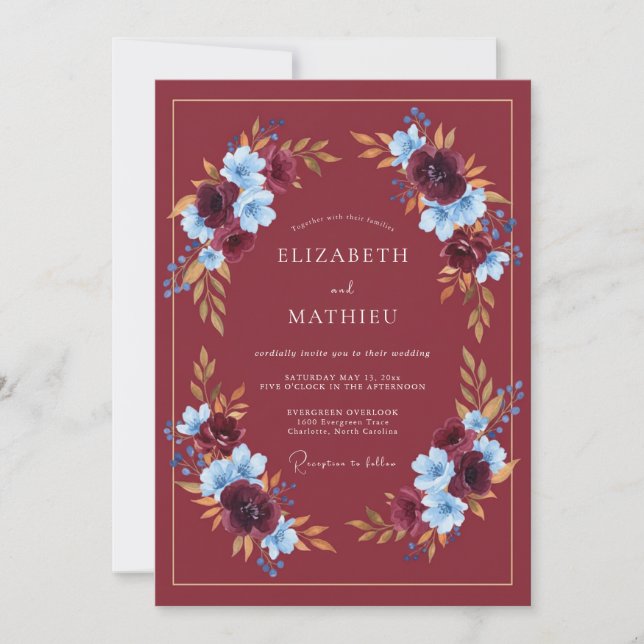 Convites Casamento Outonal Maravilhoso Marrom (Frente)