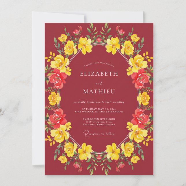 Convites Casamento Outonal Marcante de Sangria (Frente)