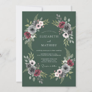 Convites Casamento Outonal Moody em Verde Caçador