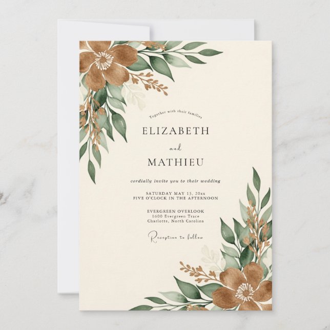 Convites Casamento Outonal Muitíssimo Suave (Frente)