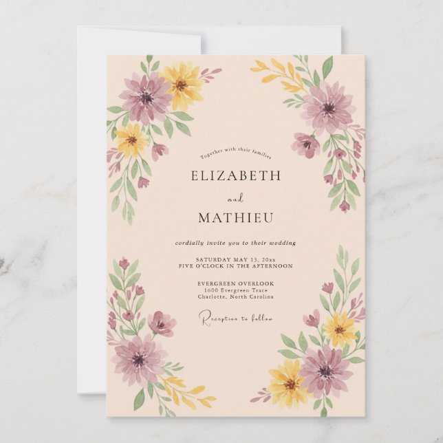 Convites Casamento Outonal Muted Malva (Frente)