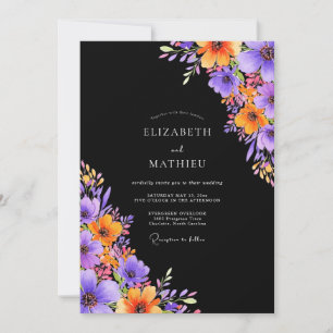 Convites Casamento Outonal Negro Lustroso