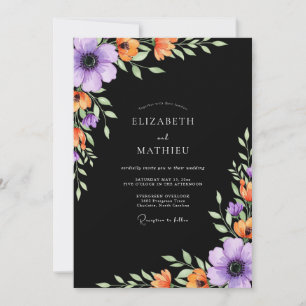 Convites Casamento Outonal Negro Sedutor