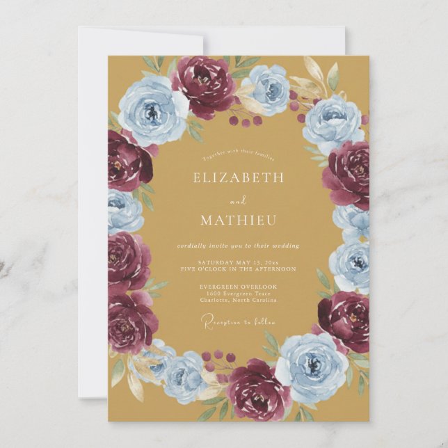 Convites Casamento Outonal Opulento Dourado (Frente)