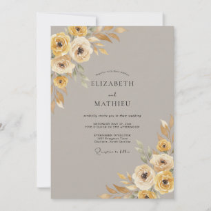Convites Casamento Outonal Polido em Ocre