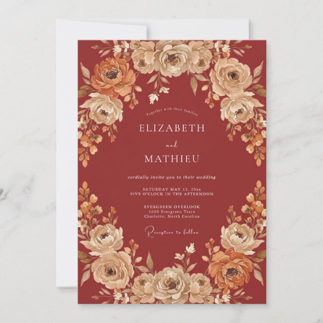 Convites Casamento Outonal Quente com Canela (Frente)