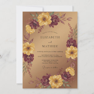 Convites Casamento Outonal Radiante em Bronze