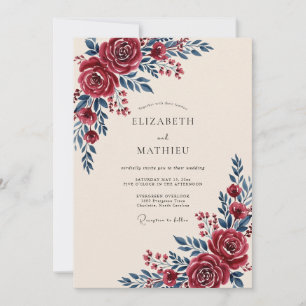Convites Casamento Outonal Refined Burgundy