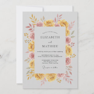 Convites Casamento Outonal Resplandecente em Amarelo Mostar
