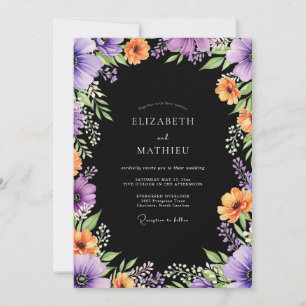 Convites Casamento Outonal Resplandecente Preto