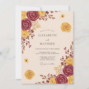Convites Casamento Outonal Sedutor Borgonha