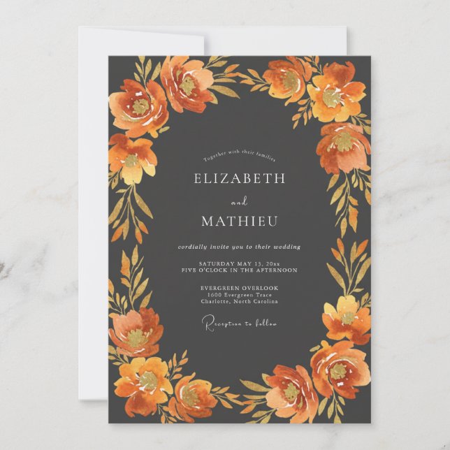 Convites Casamento Outonal Sombrio Sienna (Frente)