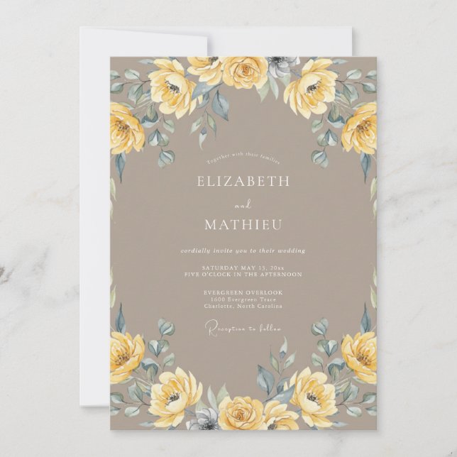 Convites Casamento Outonal Suave Bege (Frente)