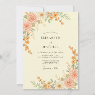 Convites Casamento Outonal Suave em Tons de Pêssego