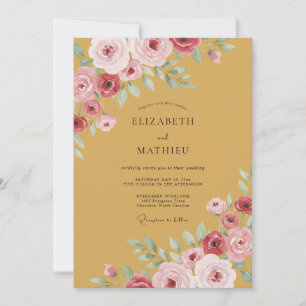 Convites Casamento Outonal Suntuoso em Ocre