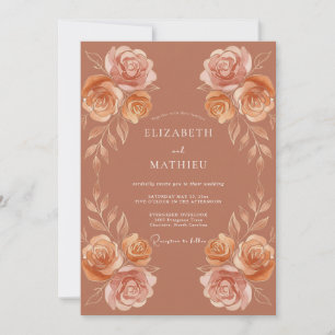 Convites Casamento Outonal Terracota Lustroso