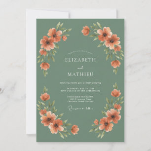 Convites Casamento Outonal Terroso em Verde Sage