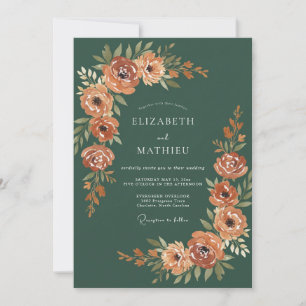 Convites Casamento Outonal Verde Floresta Exuberante
