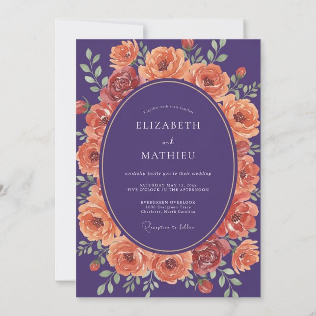 Convites Casamento Outonal Violeta Marcante (Frente)