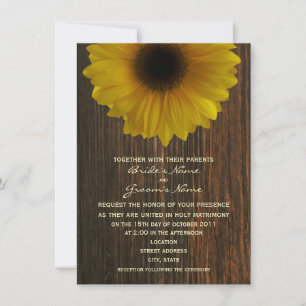 Convites Casamento outono Amarelo Girassol e Barnwood