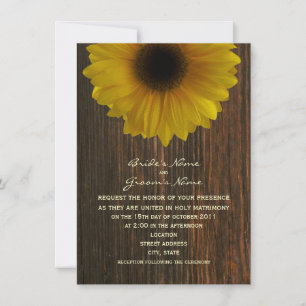 Convites Casamento outono Amarelo Girassol e Barnwood