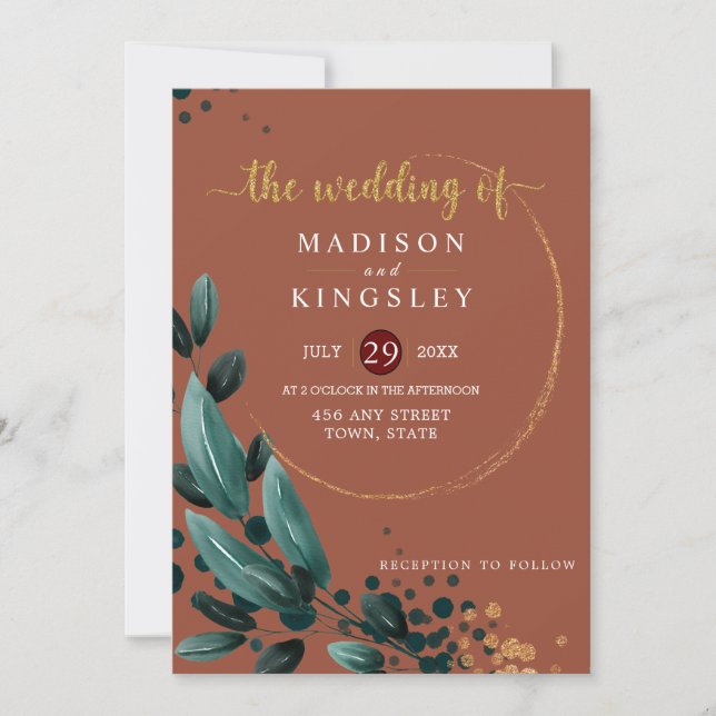 Convites Casamento outono 🍂 Azul Profundo 💙 Elegante (Frente)