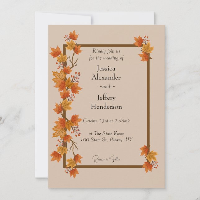 Convites Casamento outono Boho (Frente)